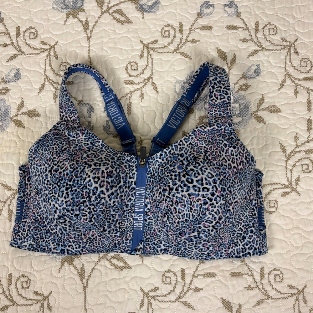 Victoria Sport Knockout Ultra Max Sports Bra Women 36D Blue Leopard Excellent